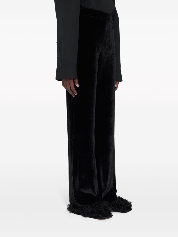 Jil Sander Black Wide-Leg Velvet Trousers | Browns Wide-Leg Pants