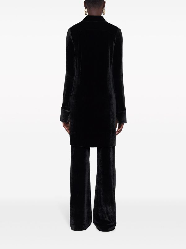 Jil Sander Black Wide-Leg Velvet Trousers | Browns Wide-Leg Pants