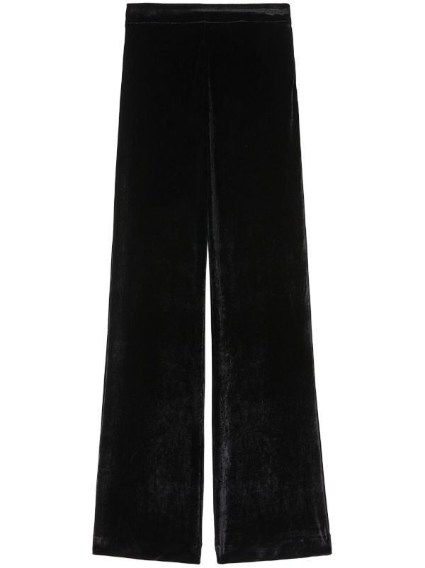Jil Sander Black Wide-Leg Velvet Trousers | Browns Wide-Leg Pants