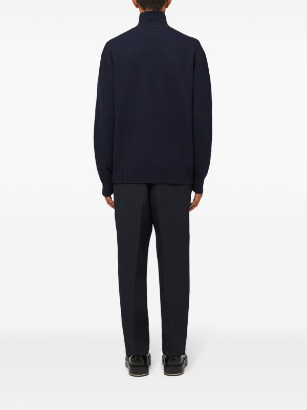 Jil Sander Blue Chain-Embellished Wool Sweater | Browns Knitted Sweaters