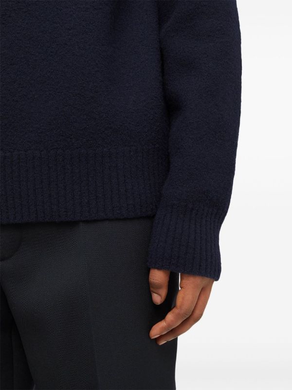 Jil Sander Blue Chain-Embellished Wool Sweater | Browns Knitted Sweaters