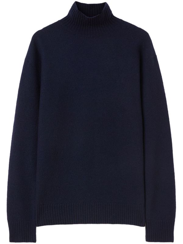 Jil Sander Blue Chain-Embellished Wool Sweater | Browns Knitted Sweaters