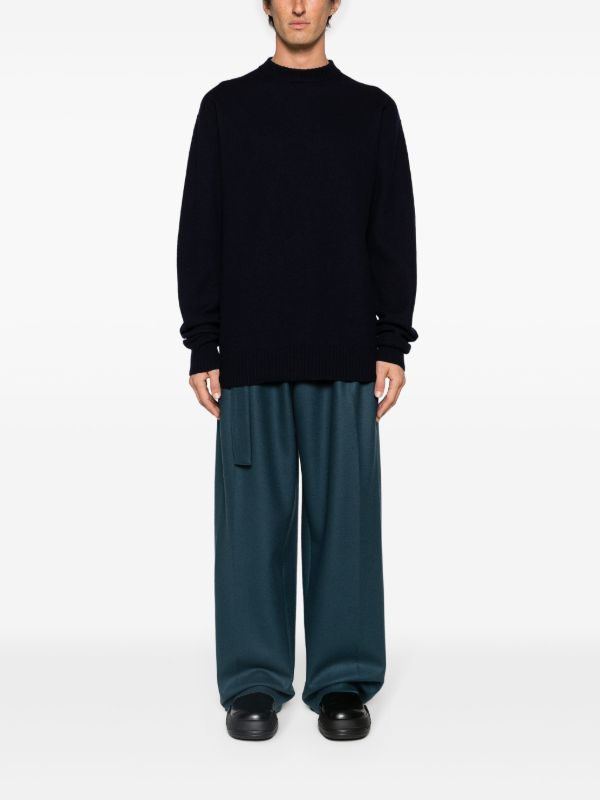 Jil Sander Blue Crew Neck Wool Jumper | Browns Knitted Sweaters