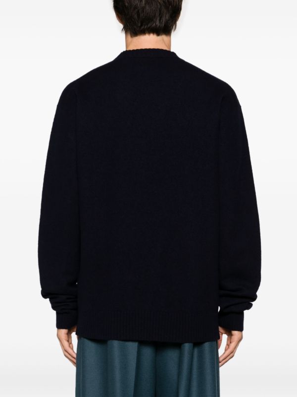 Jil Sander Blue Crew Neck Wool Jumper | Browns Knitted Sweaters
