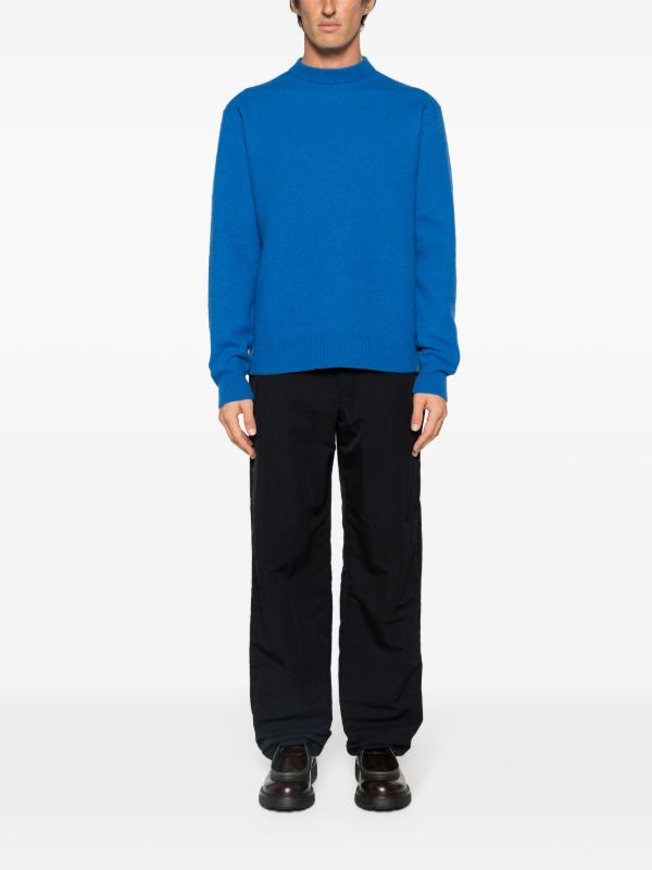 Jil Sander Blue Crew Neck Wool Jumper | Browns Knitted Sweaters