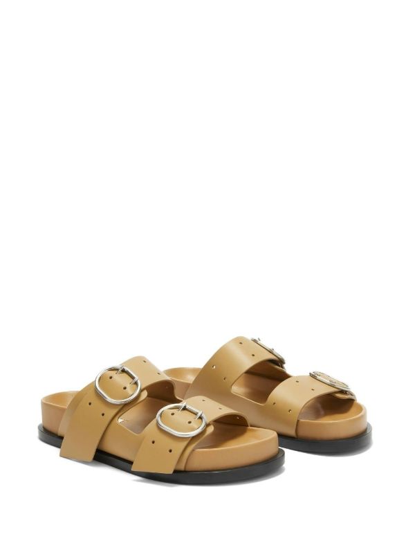 Jil Sander Brown Buckled Leather Sandals | Browns Sandals
