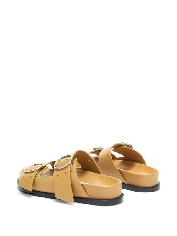 Jil Sander Brown Buckled Leather Sandals | Browns Sandals