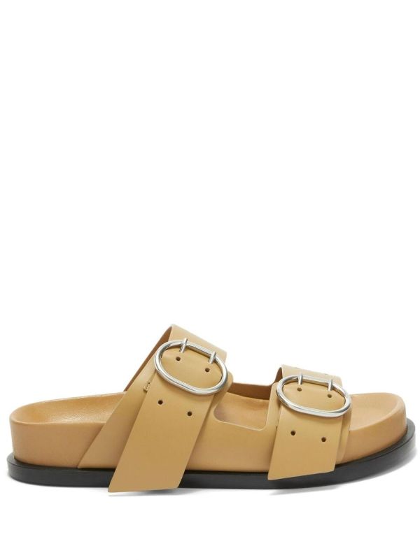 Jil Sander Brown Buckled Leather Sandals | Browns Sandals