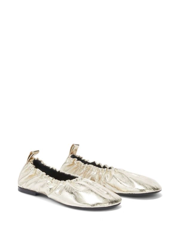 Jil Sander Gathered-detail Leather Ballerina Shoes | Browns Ballerina Shoes