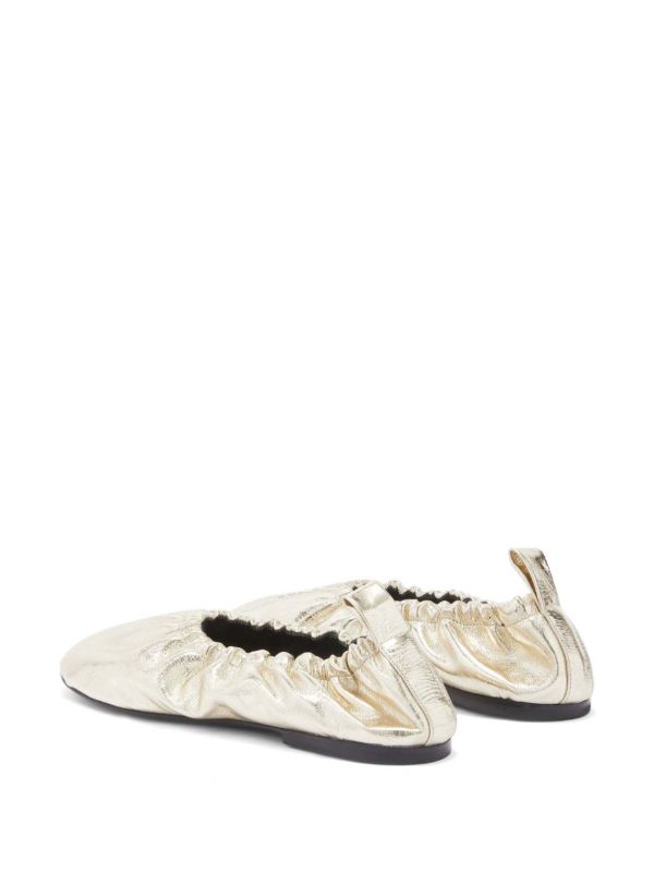 Jil Sander Gathered-detail Leather Ballerina Shoes | Browns Ballerina Shoes