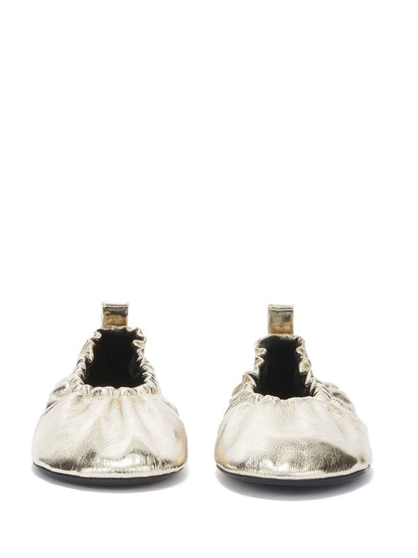 Jil Sander Gathered-detail Leather Ballerina Shoes | Browns Ballerina Shoes