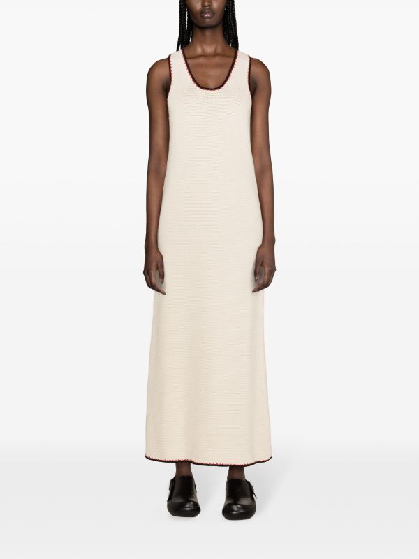 Jil Sander Neutral Crochet Knit Maxi Dress | Browns Day Dresses