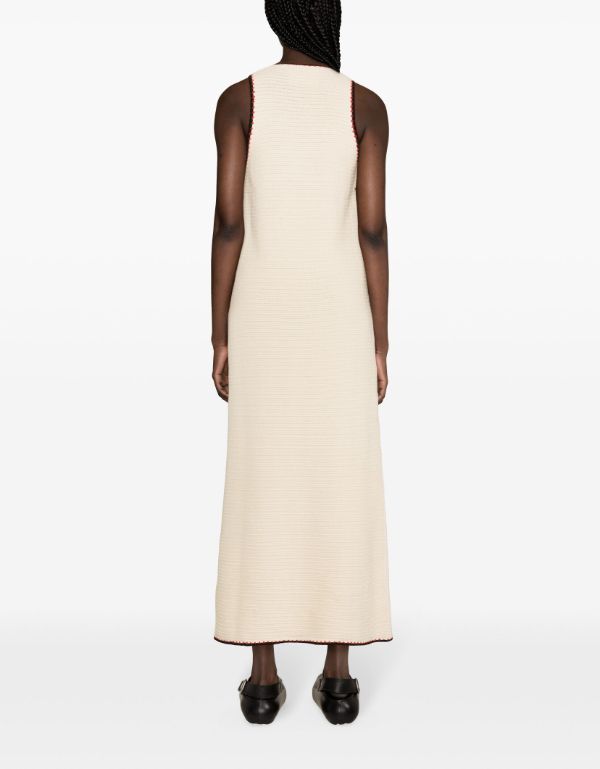 Jil Sander Neutral Crochet Knit Maxi Dress | Browns Day Dresses