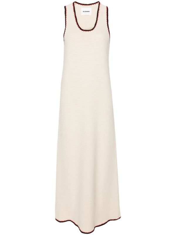 Jil Sander Neutral Crochet Knit Maxi Dress | Browns Day Dresses