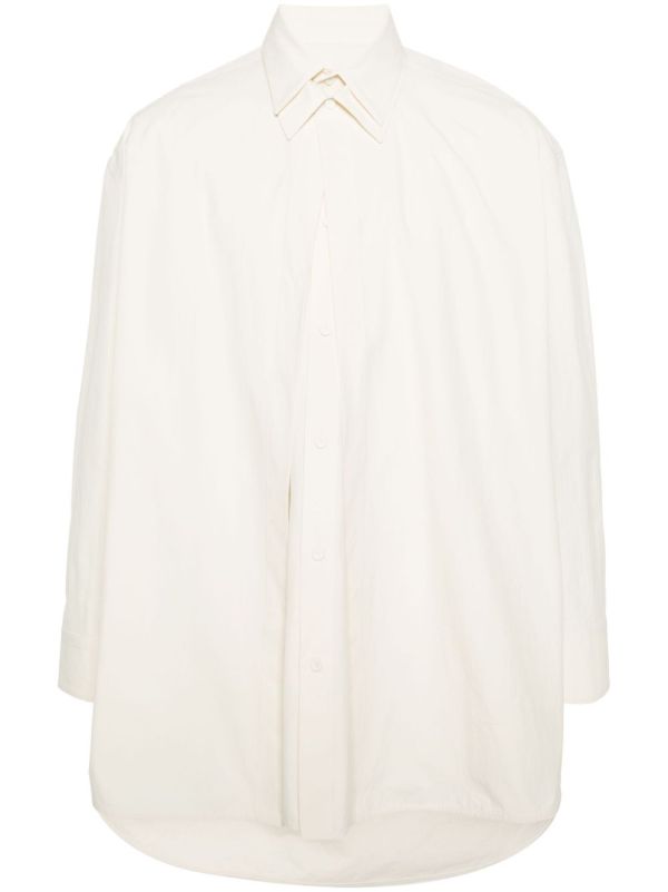 Jil Sander Neutral Double-Collar Cotton Shirt | Browns Shirts