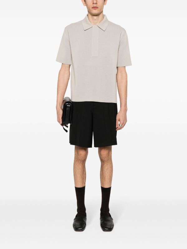 Jil Sander Neutral Knitted Polo Shirt | Browns Polo Shirts