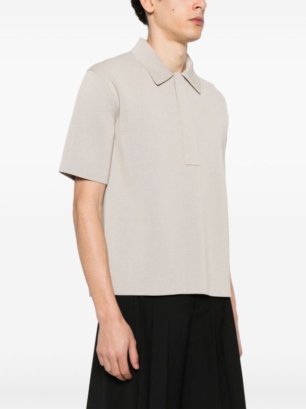 Jil Sander Neutral Knitted Polo Shirt | Browns Polo Shirts