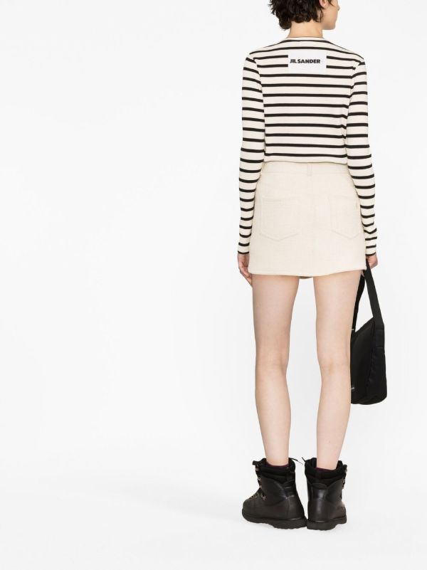 Jil Sander Neutral Striped Cotton Top | Browns Knitted Tops