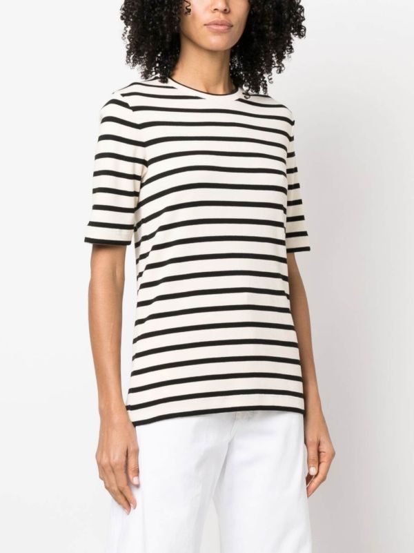 Jil Sander Neutral Striped Cotton Top | Browns Knitted Tops