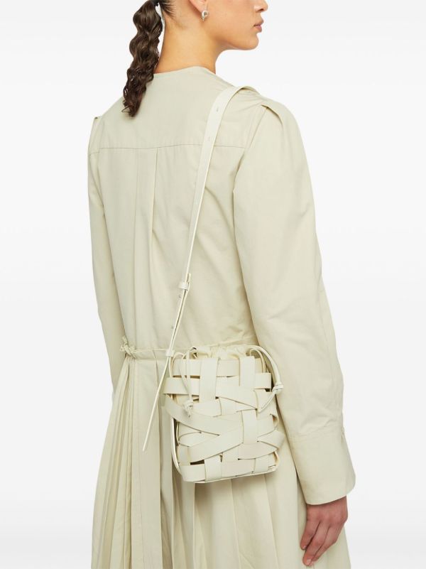 Jil Sander Neutral Woven Small Leather Cross Body Bag | Browns Messenger & Crossbody Bags
