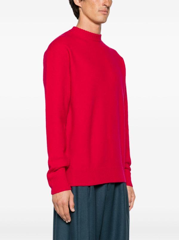 Jil Sander Red Crew Neck Wool Jumper | Browns Knitted Sweaters