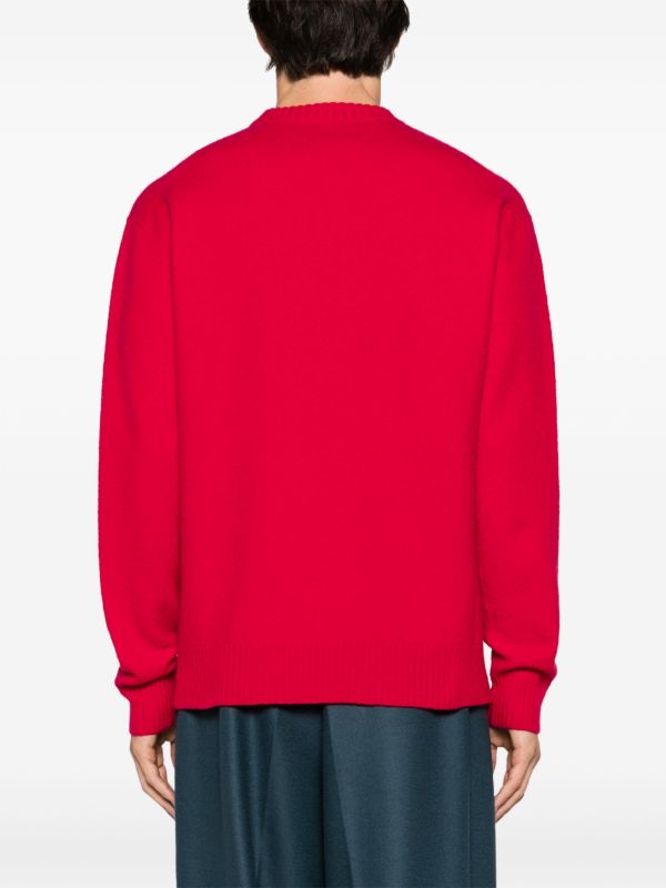 Jil Sander Red Crew Neck Wool Jumper | Browns Knitted Sweaters