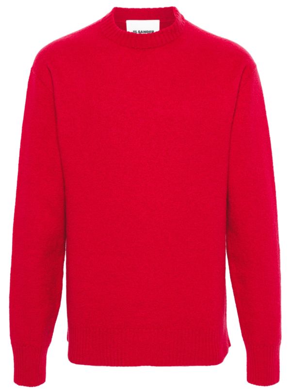 Jil Sander Red Crew Neck Wool Jumper | Browns Knitted Sweaters