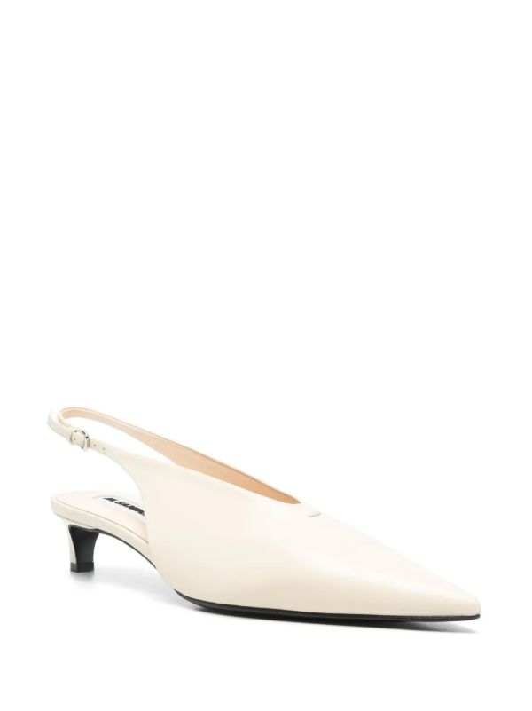 Jil Sander White Leather Slingback Pumps | Browns Pumps