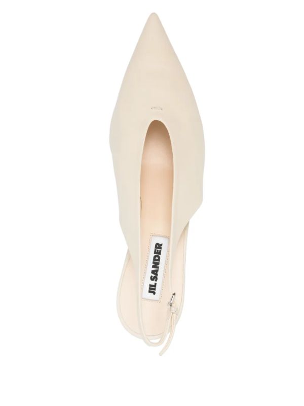 Jil Sander White Leather Slingback Pumps | Browns Pumps