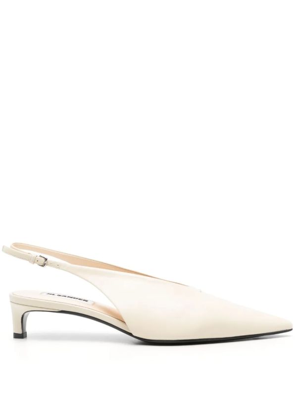 Jil Sander White Leather Slingback Pumps | Browns Pumps