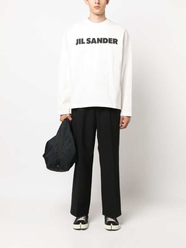 Jil Sander White Logo-Print Long-Sleeved T-Shirt | Browns T-Shirts