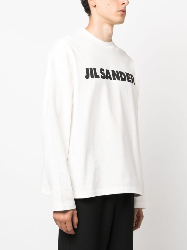Jil Sander White Logo-Print Long-Sleeved T-Shirt | Browns T-Shirts