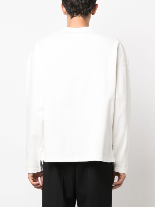 Jil Sander White Logo-Print Long-Sleeved T-Shirt | Browns T-Shirts
