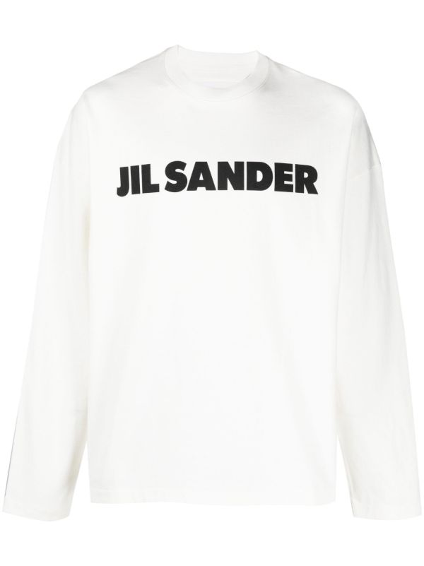 Jil Sander White Logo-Print Long-Sleeved T-Shirt | Browns T-Shirts
