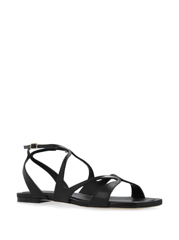 Jimmy Choo Black Ayla Flat Leather Sandals | Browns Sandals
