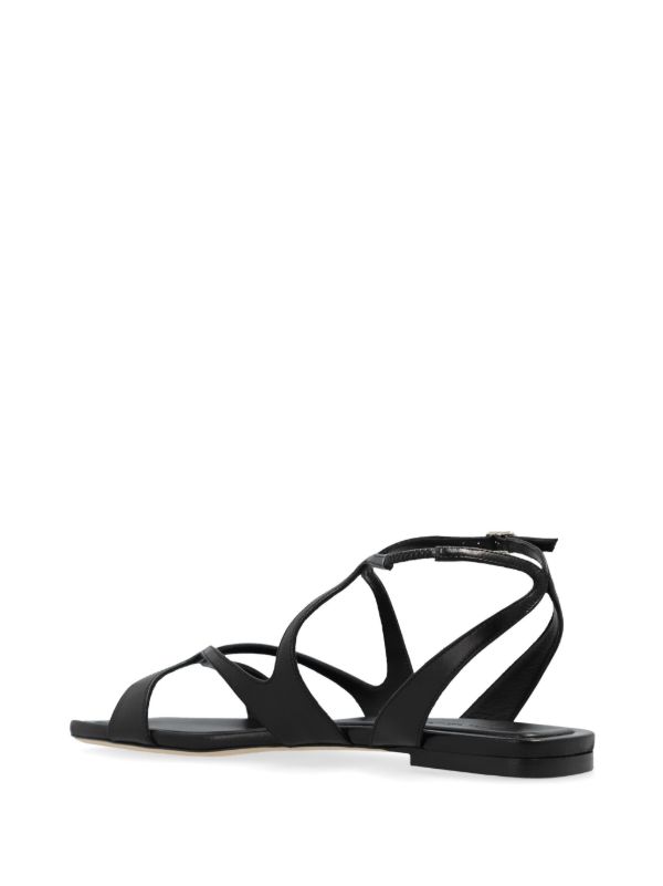 Jimmy Choo Black Ayla Flat Leather Sandals | Browns Sandals