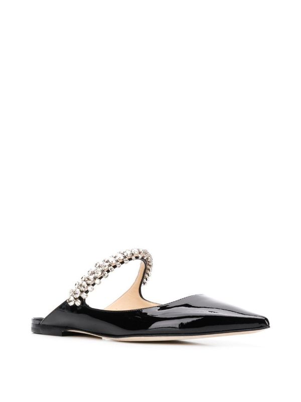 Jimmy Choo Black Bing Crystal-embellished Leather Mules | Browns Mules