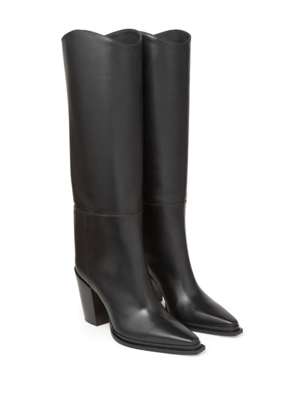 Jimmy Choo Black Cece 80 Leather Knee-High Boots | Browns Boots