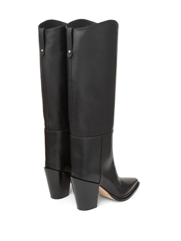 Jimmy Choo Black Cece 80 Leather Knee-High Boots | Browns Boots