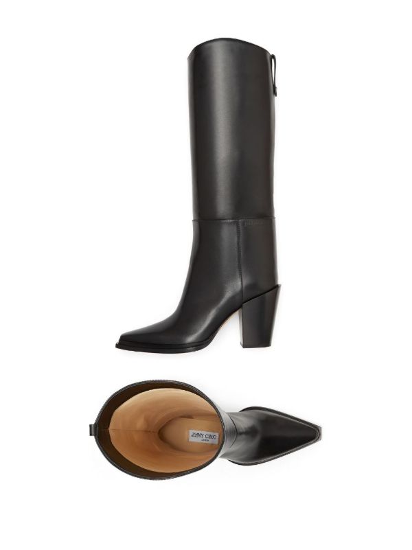 Jimmy Choo Black Cece 80 Leather Knee-High Boots | Browns Boots
