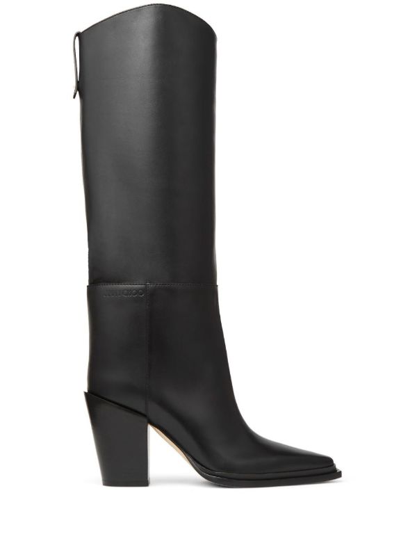 Jimmy Choo Black Cece 80 Leather Knee-High Boots | Browns Boots