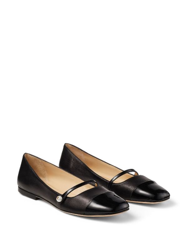 Jimmy Choo Black Elisa Leather Ballerina Shoes | Browns Ballerina Shoes