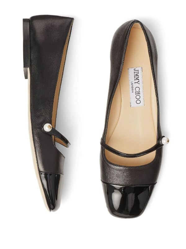Jimmy Choo Black Elisa Leather Ballerina Shoes | Browns Ballerina Shoes