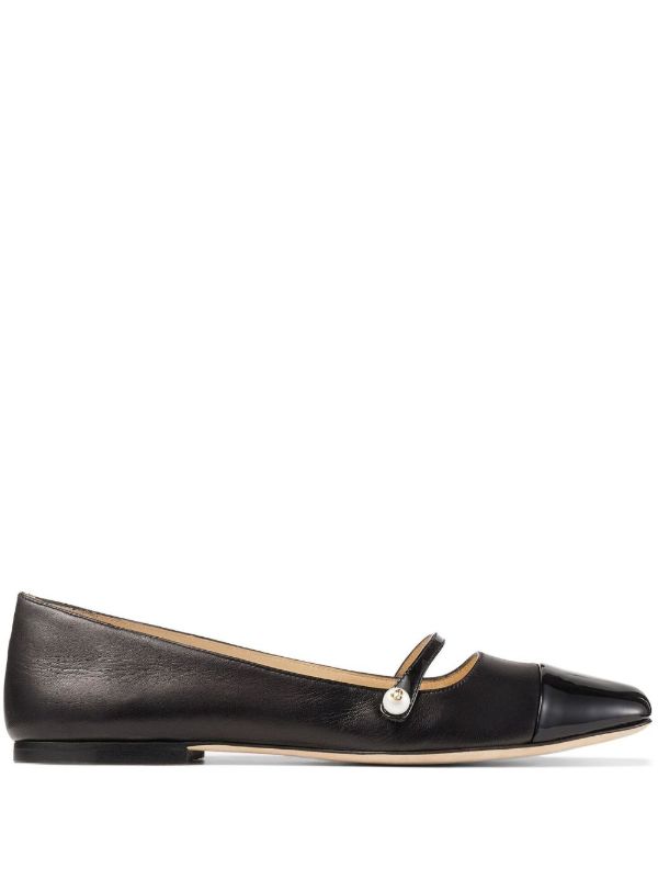 Jimmy Choo Black Elisa Leather Ballerina Shoes | Browns Ballerina Shoes