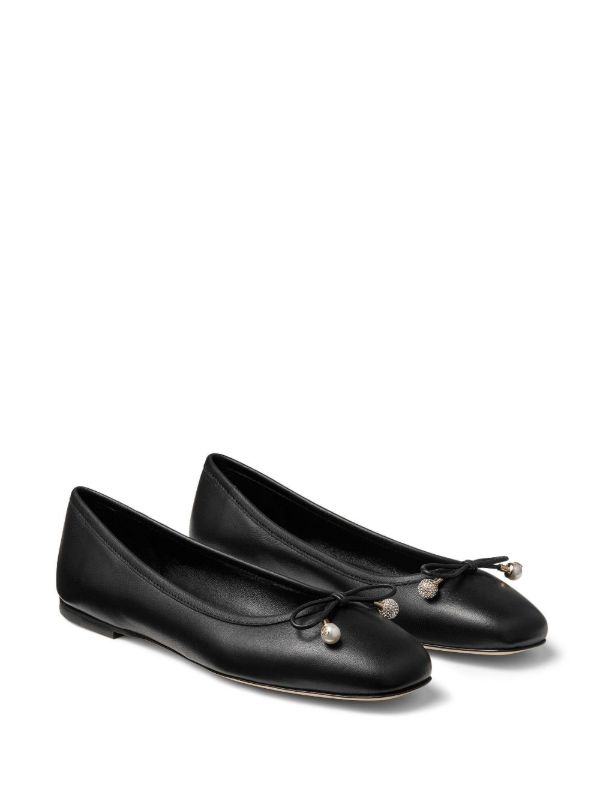 Jimmy Choo Black Elme Leather Ballerina Shoes | Browns Ballerina Shoes