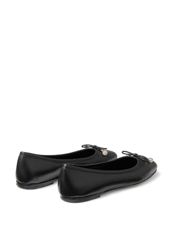 Jimmy Choo Black Elme Leather Ballerina Shoes | Browns Ballerina Shoes
