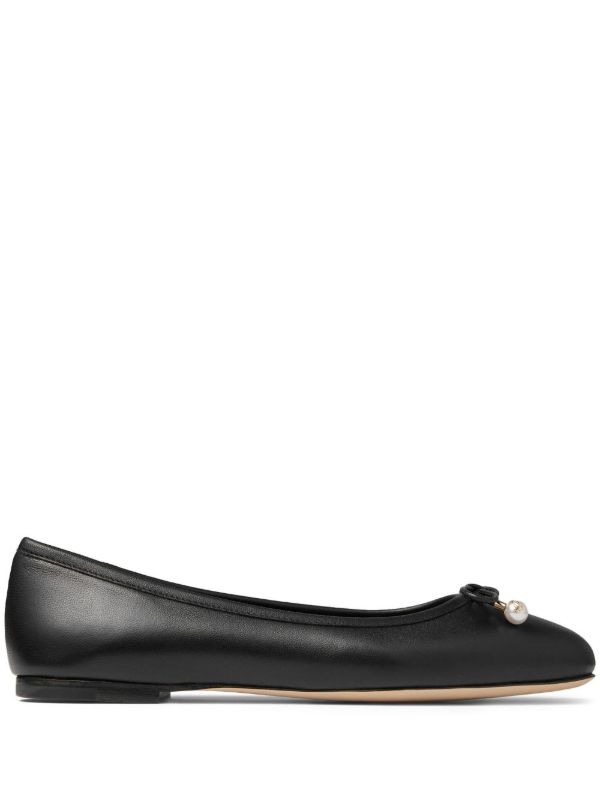 Jimmy Choo Black Elme Leather Ballerina Shoes | Browns Ballerina Shoes