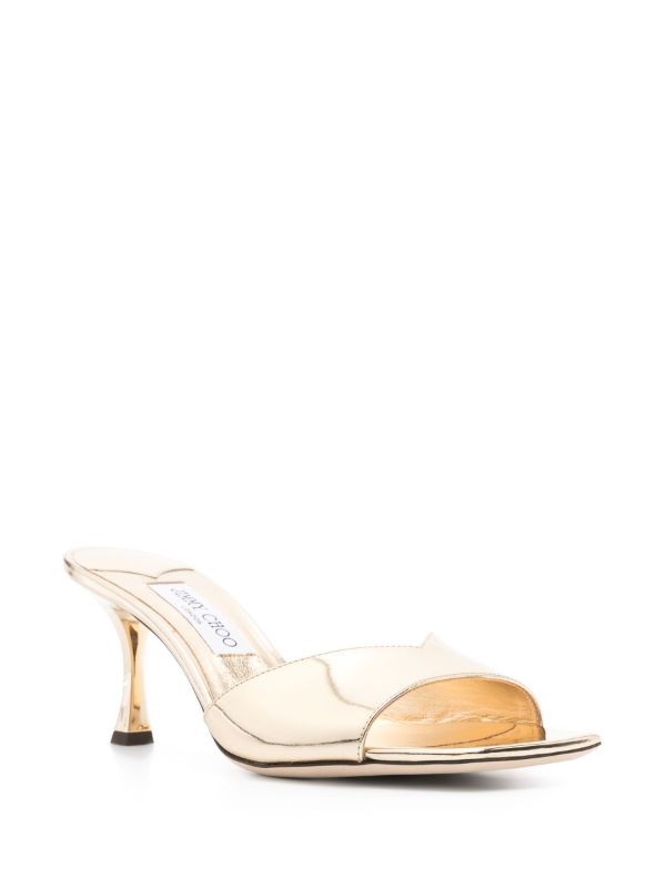 Jimmy Choo Gold-Tone Skye 70 Leather Sandals | Browns Mules