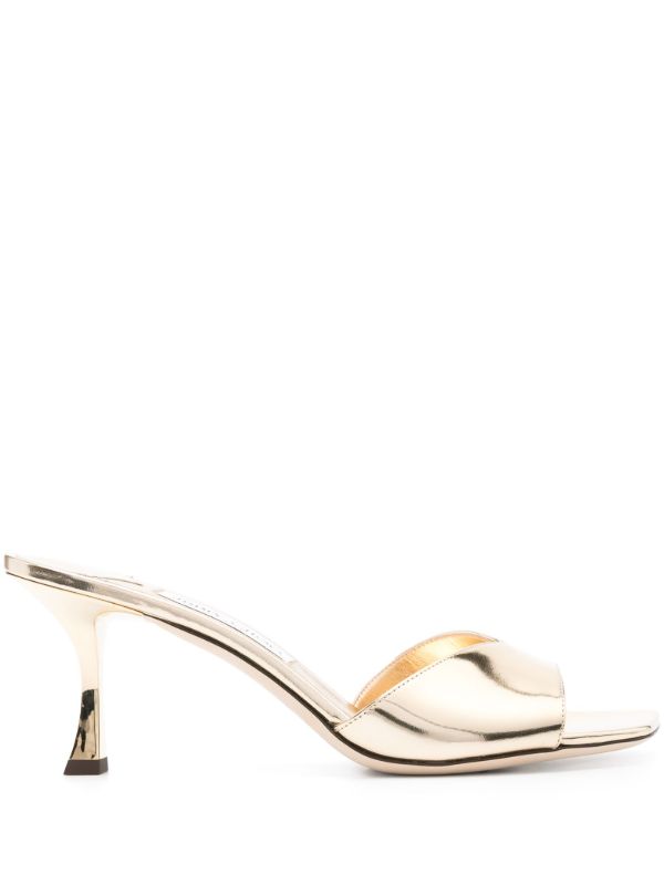 Jimmy Choo Gold-Tone Skye 70 Leather Sandals | Browns Mules