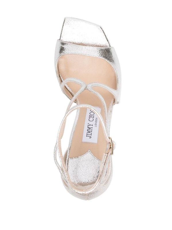 Jimmy Choo Silver Azia 95mm Leather Sandals | Browns Sandals